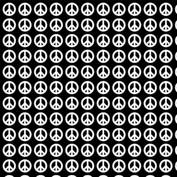 siyah beyaz peace desenli kumaş